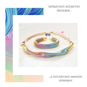Arany, rózsaszín, kék, színjátszó, kézműves nyaklánc, karkötő, fülbevaló  - Meska.hu