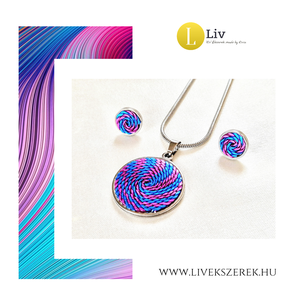 Lila, kék, kézműves medál,  fülbevaló, nyaklánc  - Meska.hu
