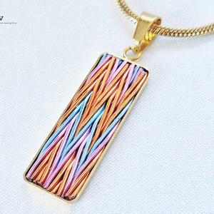 Rosegold,  türkiz,  rózsaszín mintás, négyzet vagy téglalap alakú, kézműves medál, nyaklánc, fülbevaló  - ékszer - fülbevaló - pötty fülbevaló - Meska.hu