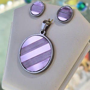 Pasztell lila, kézműves medál,  fülbevaló, nyaklánc  - ékszer - ékszerszett - Meska.hu