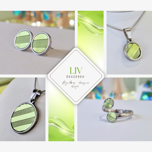 Pasztell lime, kézműves medál,  fülbevaló, nyaklánc , Ékszer, Ékszerszett, Ékszerkészítés, 2,5 cm-es medál, a hozzá illő pontfülbevalóval, és nyaklánccal. (4 cm-es méretben is el tudom készí..., MESKA