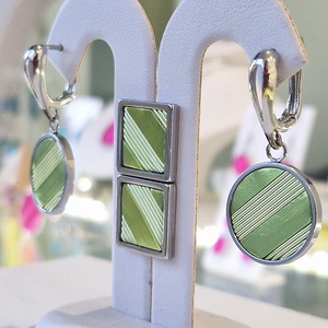 Pasztell lime, kézműves medál,  fülbevaló, nyaklánc  - ékszer - ékszerszett - Meska.hu