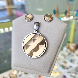 Beige színű, kézműves medál,  fülbevaló, nyaklánc  - ékszer - ékszerszett - Meska.hu