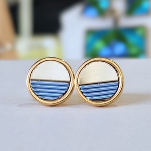 Acélkék, arany, kézműves medál,  fülbevaló, nyaklánc  - ékszer - ékszerszett - Meska.hu