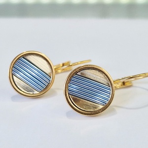 Acélkék, arany, kézműves medál,  fülbevaló, nyaklánc  - ékszer - ékszerszett - Meska.hu