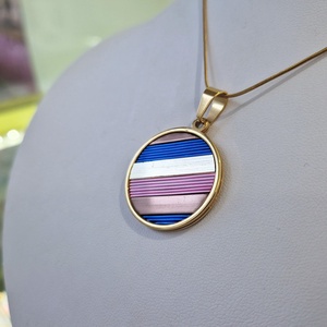 Kék, rózsaszín, arany, kézműves medál,  fülbevaló, nyaklánc  - ékszer - ékszerszett - Meska.hu