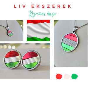 Magyar trikolor, kézműves medál, nyaklánc, fülbevaló  - Meska.hu