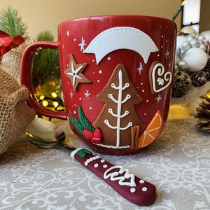 Saját neves mézekalács bögre-kanál szett - otthon & életmód - konyhafelszerelés, tálalás - Meska.hu