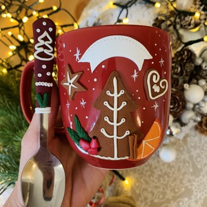 Saját neves mézekalács bögre-kanál szett - otthon & életmód - konyhafelszerelés, tálalás - Meska.hu