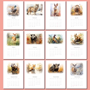 2024-es erdei állatos naptár - otthon & életmód - dekoráció - fali és függő dekoráció - falinaptár & öröknaptár - Meska.hu