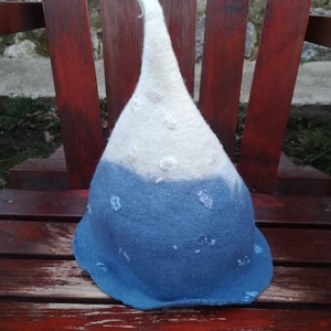 Kék-fehér szaunasapka,  manósapka, nemez sapka - ruha & divat - sál, sapka, kendő - sapka - Meska.hu