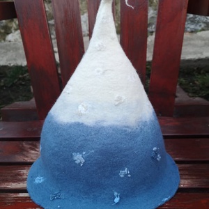 Kék-fehér szaunasapka,  manósapka, nemez sapka - ruha & divat - sál, sapka, kendő - sapka - Meska.hu