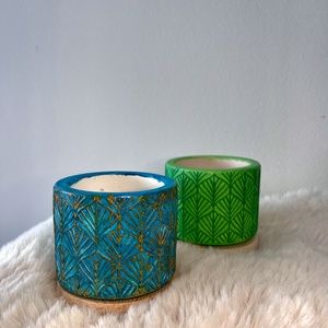 Mintás kaspó, Otthon & Életmód, Virágdekoráció, Virágtartó, Kaspó, Festett tárgyak, Gipszöntés, MESKA