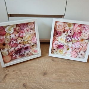 Egyedi, személyre szabott szülőköszöntő ajándék, virágos képkeret, esküvői ajándék, köszönő ajándék - esküvő - emlék & ajándék - szülőköszöntő ajándék - Meska.hu