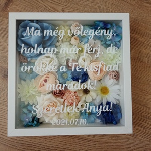 Egyedi, szülőköszöntő ajándék, virágos képkeret, esküvői ajándék, köszönő ajándék - esküvő - emlék & ajándék - szülőköszöntő ajándék - Meska.hu