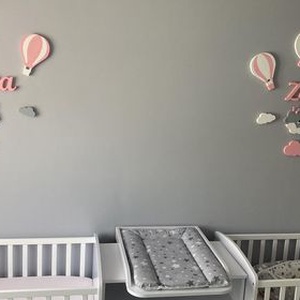 Hőlégballonos szett írott betűkkel, babaszobadekor, babaszoba, dekoráció, névtábla, betű, dekorbetű, hungarocell, maci - otthon & életmód - babaszoba, gyerekszoba - babaszoba dekoráció - Meska.hu