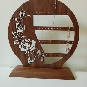 Ékszertartó, fülbevaló tartó, nyaklánctartó diófából, születésnap, ballagás, névnap, házassági évforduló - ékszer - ékszertartó - ékszertartó állvány - Meska.hu