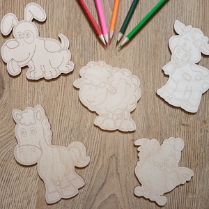 DIY Fesd, színezd hűtőmágnes csomag fából, esküvői köszönőajándék, ajándék, születésnap, névnap - diy (csináld magad) - egységcsomag - Meska.hu