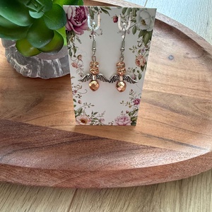 ? Rose Gold � hematit ásvány fülbevaló, Ékszer, Fülbevaló, Lógó fülbevaló, Gyöngyfűzés, gyöngyhímzés, MESKA