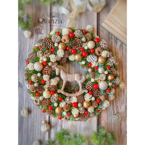 'Emily' adventi ajtódísz (30cm) - karácsony - karácsonyi lakásdekoráció - karácsonyi ajtódíszek - Meska.hu