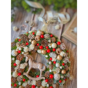 'Emily' adventi ajtódísz (30cm) - karácsony - karácsonyi lakásdekoráció - karácsonyi ajtódíszek - Meska.hu