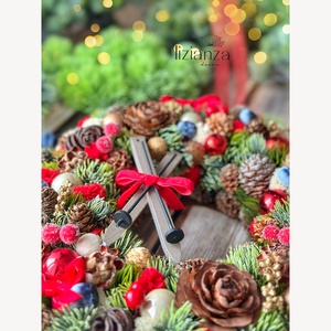 'Gréta' adventi ajtódísz (30cm) - karácsony - karácsonyi lakásdekoráció - karácsonyi ajtódíszek - Meska.hu