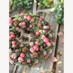'Mimi' adventi ajtódísz (30cm), Karácsony, Karácsonyi lakásdekoráció, Karácsonyi ajtódíszek, Virágkötés, MESKA