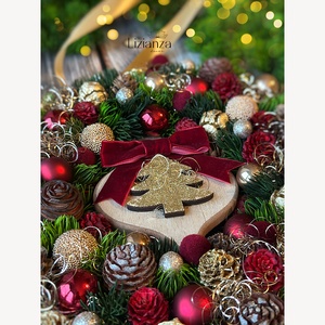 'Borcsa' adventi ajtódísz (30cm) - karácsony - karácsonyi lakásdekoráció - karácsonyi ajtódíszek - Meska.hu