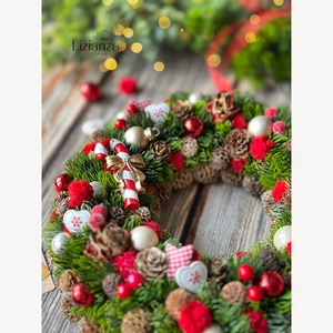 'Bella' adventi ajtódísz (30cm), Karácsony, Karácsonyi lakásdekoráció, Karácsonyi ajtódíszek, Virágkötés, MESKA