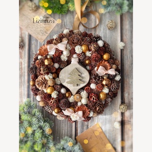 Minna adventi ajtódísz (30cm), Karácsony, Adventi díszek, Adventi ajtódísz, Virágkötés, MESKA