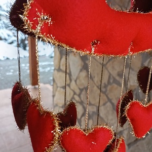 Karácsonyi filc harang ajtó- és ablakdísz � szíves, kézzel készült ünnepi dekor (piros) - karácsony - karácsonyi lakásdekoráció - karácsonyi ajtódíszek - Meska.hu