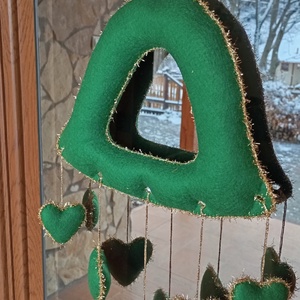 Karácsonyi filc harang ajtó- és ablakdísz � szíves, kézzel készült ünnepi dekor (zöld) - karácsony - adventi díszek - adventi ablakdekoráció - Meska.hu