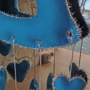 Téli filc harang ajtó- és ablakdísz � szíves, kézzel készült dekor (világoskék árnyalat, enyhén türkizes tónussal�ezüst) - otthon & életmód - dekoráció - ajtó- és ablak dekoráció - ablakdísz - Meska.hu