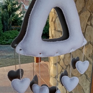 Téli filc harang ajtó- és ablakdísz � szíves, kézzel készült dekor (teljesen fehér), Otthon & Életmód, Dekoráció, Ajtó- és ablak dekoráció, Ablakdísz, Horgolás, Varrás, MESKA