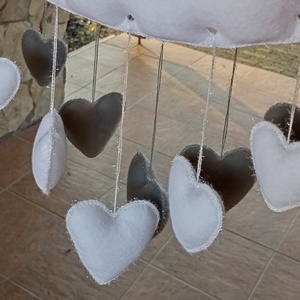 Téli filc harang ajtó- és ablakdísz � szíves, kézzel készült dekor (teljesen fehér) - otthon & életmód - dekoráció - ajtó- és ablak dekoráció - ablakdísz - Meska.hu