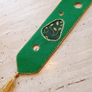Karácsonyi filc harang könyvjelző � zöld, arany horgolással, Könyv & Zene, Könyvjelző, Horgolás, Varrás, MESKA