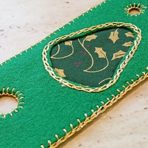 Karácsonyi filc harang könyvjelző � zöld, arany horgolással - könyv & zene - könyvjelző - Meska.hu