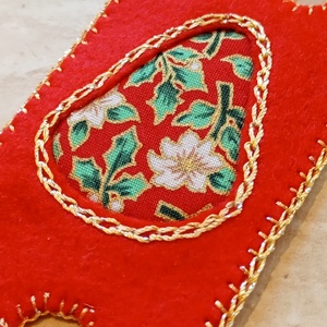 Karácsonyi filc harang könyvjelző � piros, arany  - könyv & zene - könyvjelző - Meska.hu