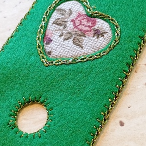 Filc könyvjelző textil szívmintával � zöld, sötétzöld - könyv & zene - könyvjelző - Meska.hu