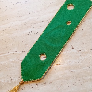 Zöld filc könyvjelző skót kockás harangmintával - könyv & zene - könyvjelző - Meska.hu