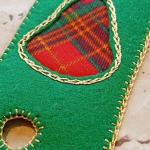 Zöld filc könyvjelző skót kockás harangmintával - könyv & zene - könyvjelző - Meska.hu