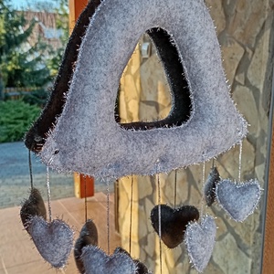 Téli filc harang ajtó- és ablakdísz � szíves, kézzel készült dekor (szürke�ezüst), Otthon & Életmód, Dekoráció, Ajtó- és ablak dekoráció, Ablakdísz, Varrás, Horgolás, MESKA