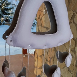 Téli filc harang ajtó- és ablakdísz � szíves, kézzel készült dekor (teljesen fehér), Otthon & Életmód, Dekoráció, Ajtó- és ablak dekoráció, Ablakdísz, Varrás, Horgolás, MESKA