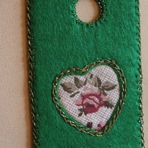 Filc könyvjelző textil szívmintával � zöld, sötétzöld - könyv & zene - könyvjelző - Meska.hu