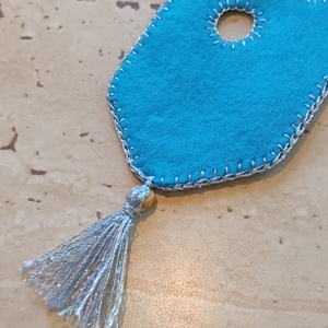 Türkizkék filc könyvjelző körmintával - könyv & zene - könyvjelző - Meska.hu