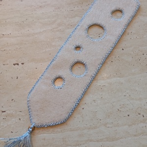 Világoskék filc könyvjelző világos zöld körmintával - Meska.hu