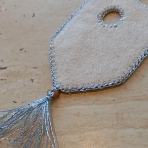 Világoskék filc könyvjelző világos zöld körmintával - könyv & zene - könyvjelző - Meska.hu