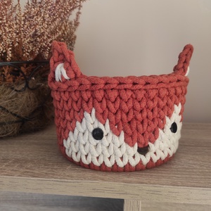 Rókás horgolt tároló  - otthon & életmód - babaszoba, gyerekszoba - babaszoba dekoráció - Meska.hu