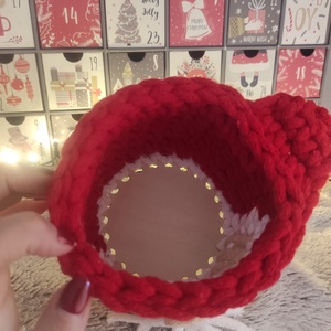 Mikulás, Rudolf vagy rénszarvas lány horgolt tároló  - karácsony - karácsonyi lakásdekoráció - karácsonyi lakásdíszek - Meska.hu