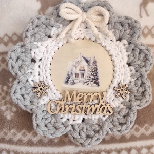 Karácsonyi horgolt kopogtató  - karácsony - karácsonyi lakásdekoráció - karácsonyi ajtódíszek - Meska.hu